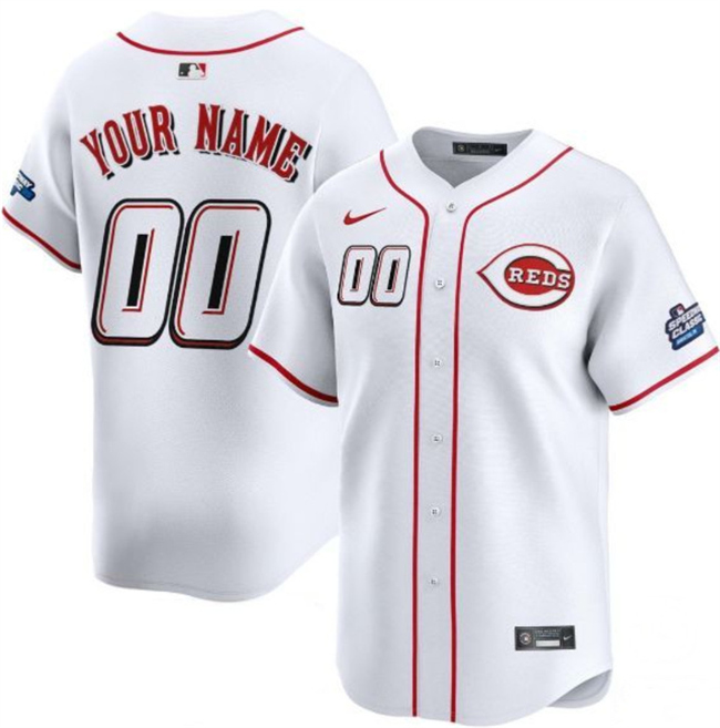 Men's Cincinnati Reds Active Player Custom White 2025 Speedway Classic Home Limited Stitched Baseball Jersey